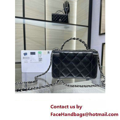 chanel Shiny Crumpled Calfskin, Strass  &  Ruthenium-Finish Metal Clutch with Chain AP3593 black 2023